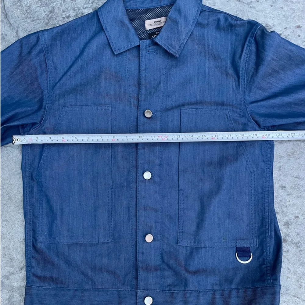 initial fashion trucker jacket blue denim